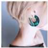 dark green geometric round acrylic statement long drop earrings