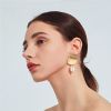 irregular freshwater baroque  pearl shell drop earring