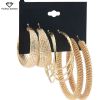 3 -12pairs/set classic oversize gold color metal hoop earrings